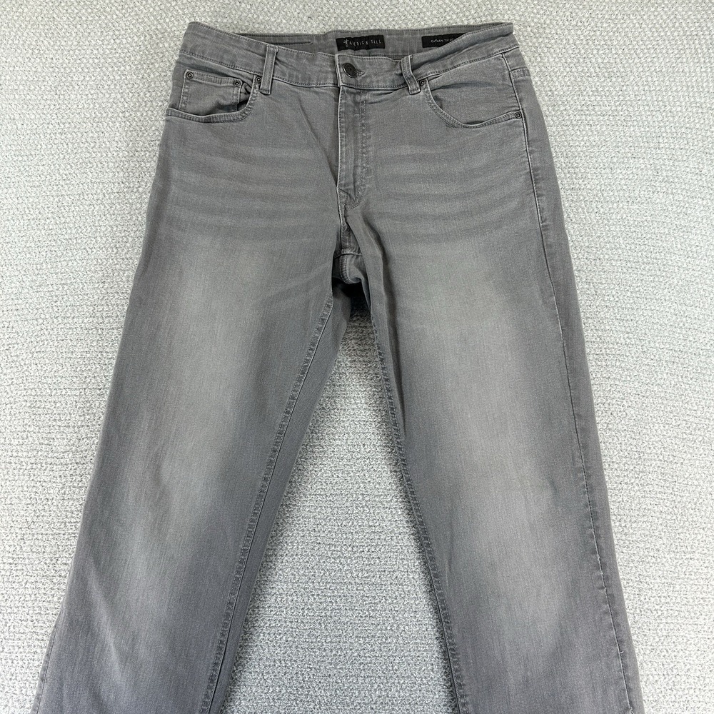 American Tall Jeans Mens 34x36 (34x35) Gray Carman Tapered Denim Stretch Casual